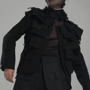 Avant Garde designer Black Women's wool Jacket